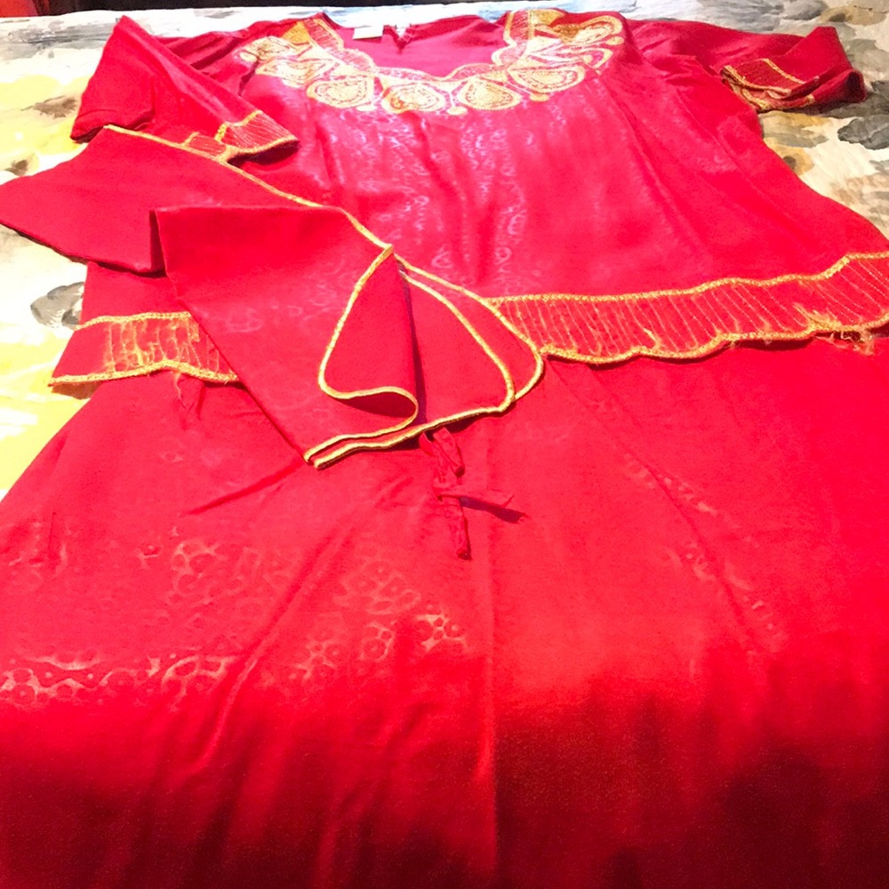 Three Piece African Skirt Set - Top, Drawstring Skirt and Headwrap